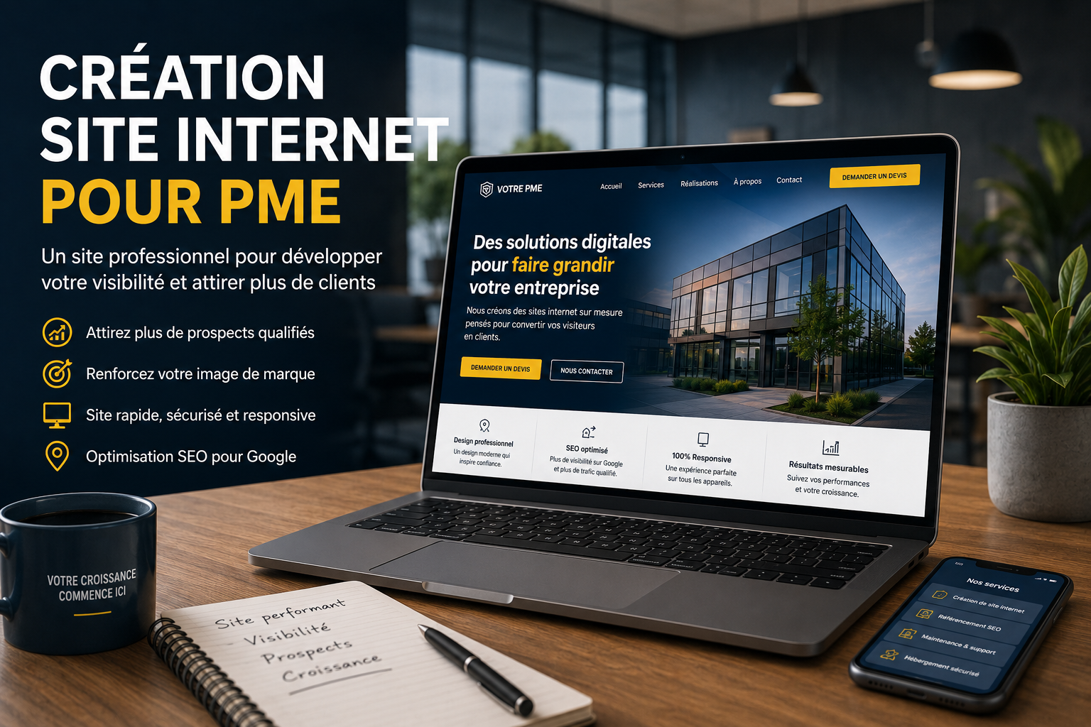 Site internet professionnel conçu pour une PME afin de développer sa visibilité sur Google et générer davantage de prospects qualifiés.